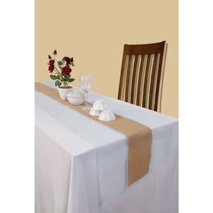 Elegant Premium Jute + Organza Table Runner -‎ Natural & Pack Of 2 PC Baby Blue